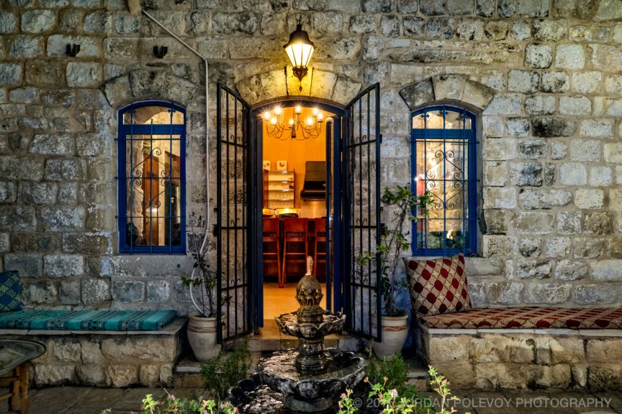 Courtyard at night. Romantic Villa Tifet in Safed. 