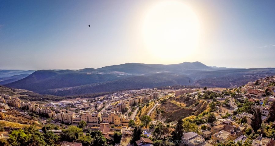 Aerial of Safed from Villa Tiferet vacation home.